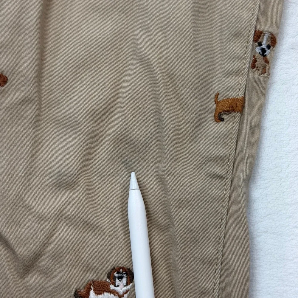 Gymboree Chino‎ Pants Girls Size 10 Tan Good Embroidered Dog Puppy Khaki Chinos
